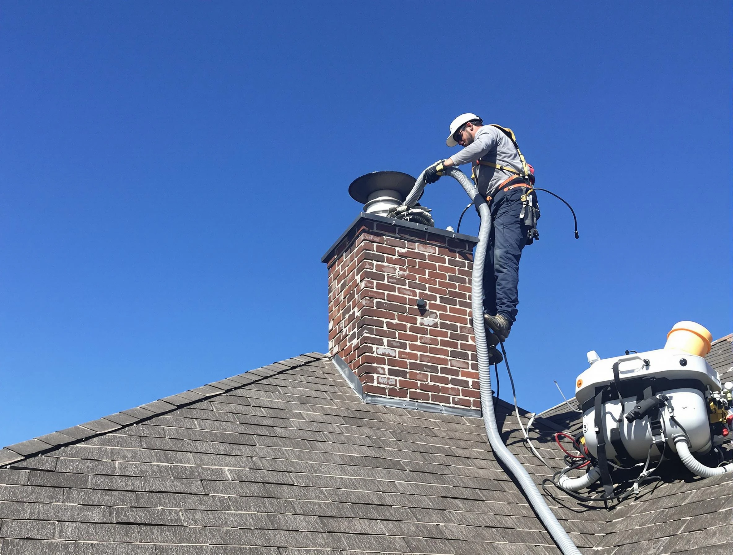 Dedicated North Plainfield Chimney Sweep team member cleaning a chimney in North Plainfield, NJ