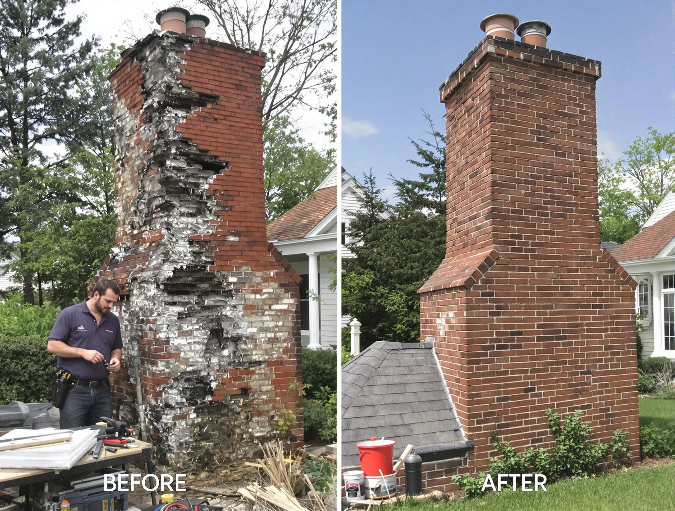 North Plainfield Chimney Sweep performing a full chimney restoration in North Plainfield, NJ